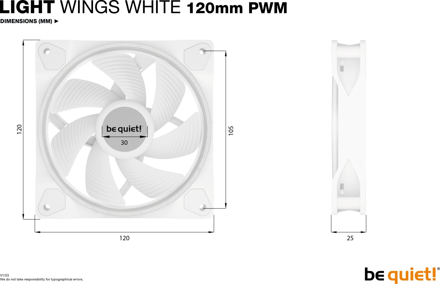 be quiet! Light Wings White PWM, 3er-Pack, LED-Steuerung, 120mm - BL100