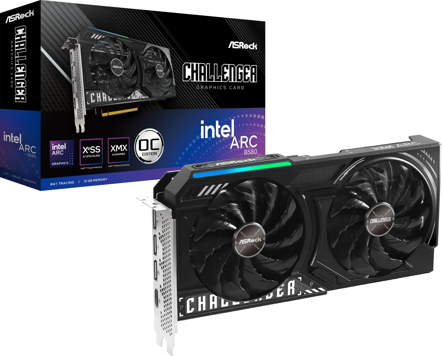 ASRock Arc B580 Challenger 12GB OC, B580 CL 12GO, 12GB GDDR6, HDMI, 3x DP