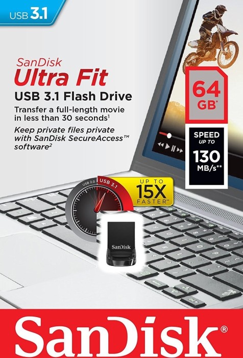 64 GB SanDisk Ultra Fit, USB 3.0 - SDCZ430-064G-G46