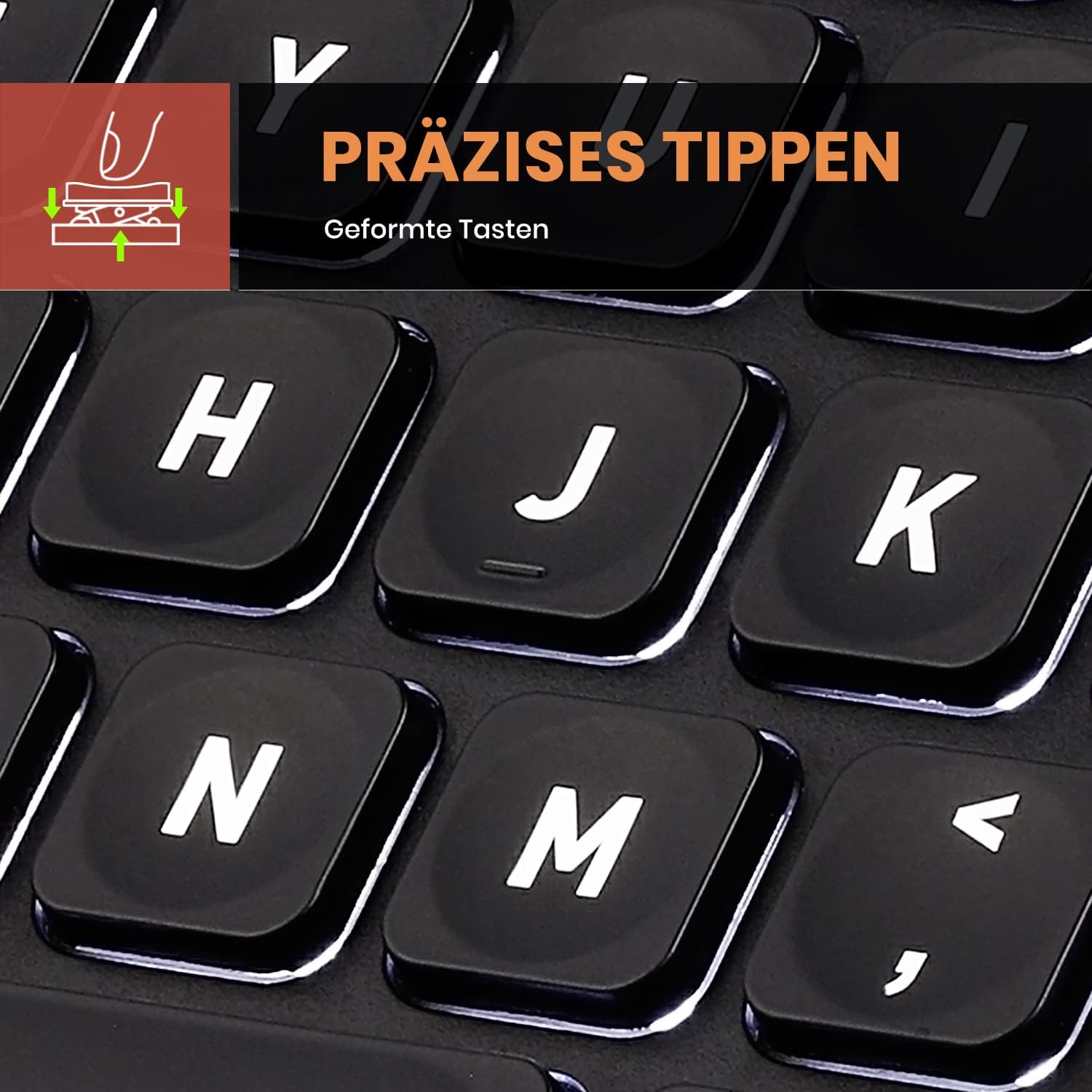 Perixx Periboard-732 Wireless Mini Keyboard, schwarz, LEDs weiß, USB, DE