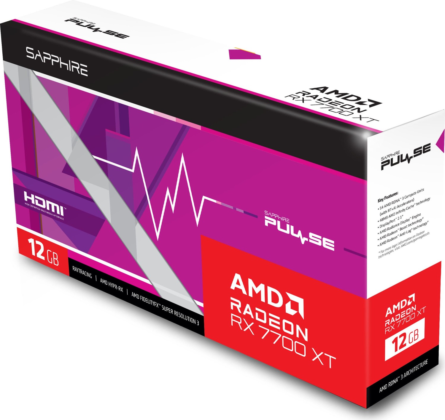 Sapphire Pulse Radeon RX 7700 XT, 12GB GDDR6, 2x HDMI, 2x DP, lite retail
