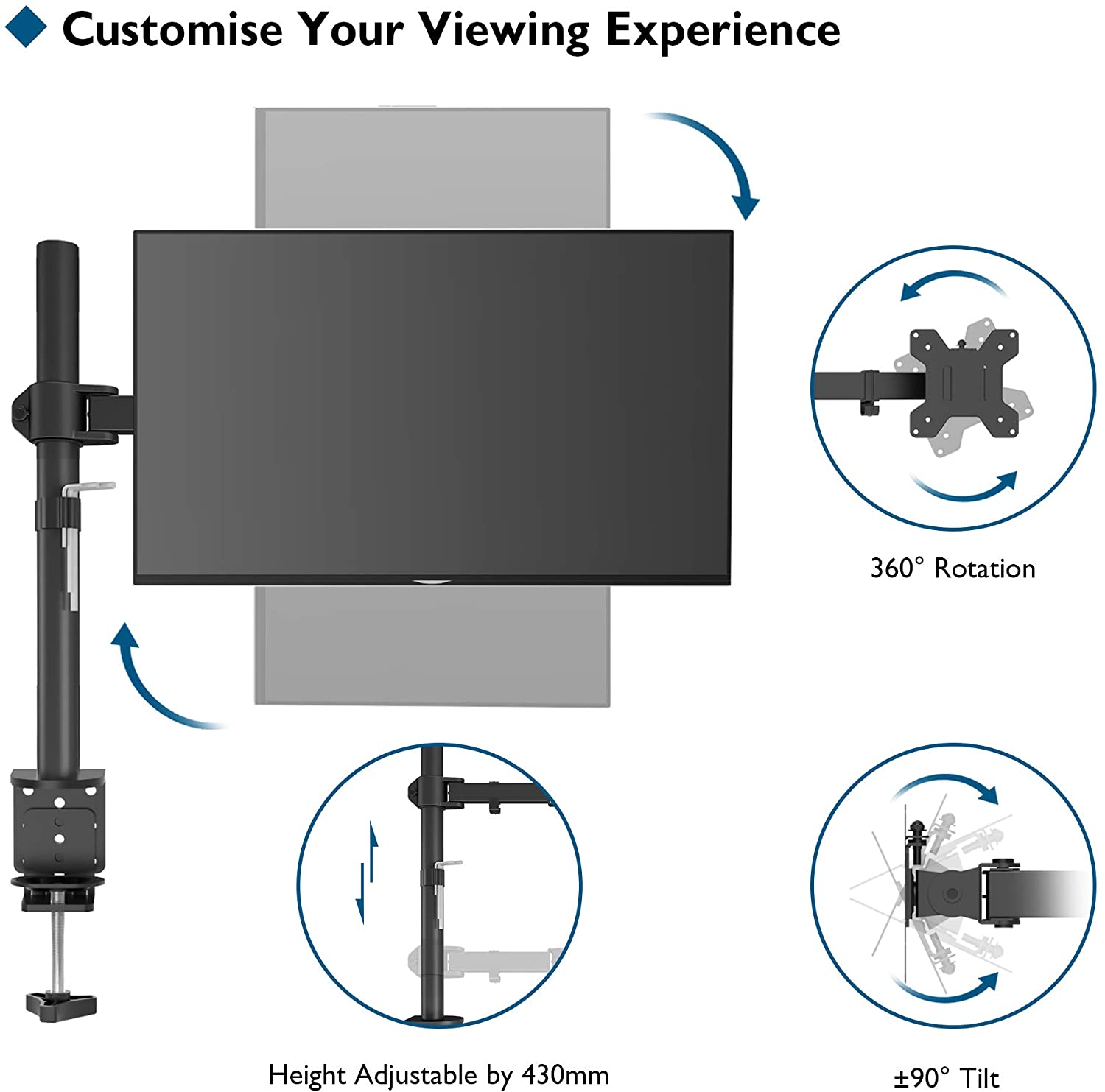 BONTEC Monitor Halterung Höhenverstellbar
