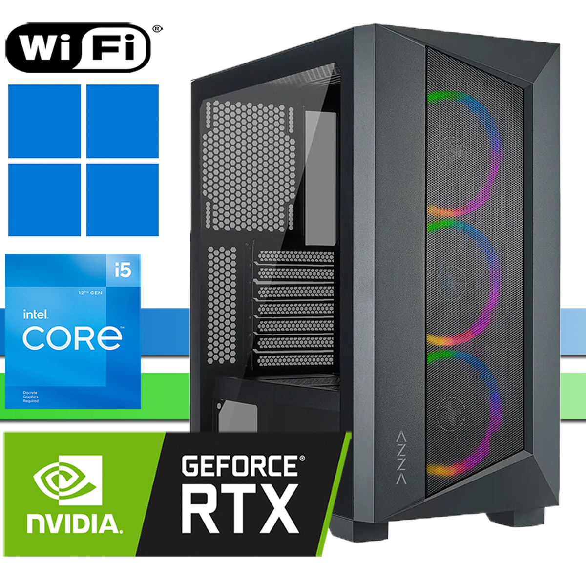 X-Gaming PC | Intel Core i5-12400F | RTX3050 | bis 64GB RAM DDR4 | bis 2TB SSD NVMe | bis 4TB HDD | WiFi | Windows 11 Pro