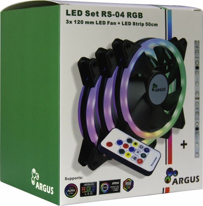 Inter-Tech Argus RS-04, 120mm, 3er-Pack inkl. LED-Streifen