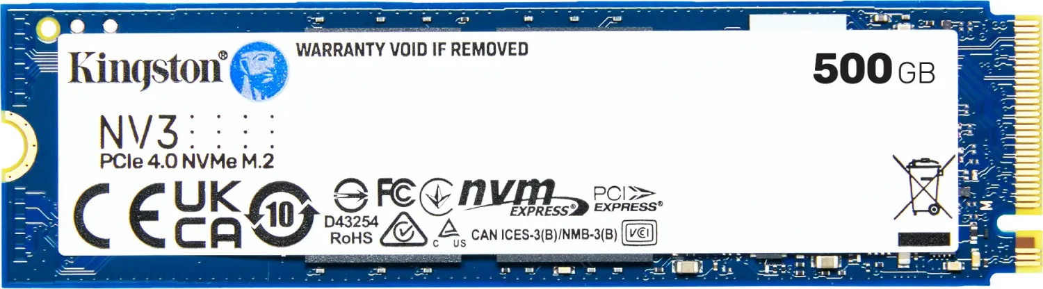 500 GB Kingston NV3 NVMe PCIe SSD, M.2