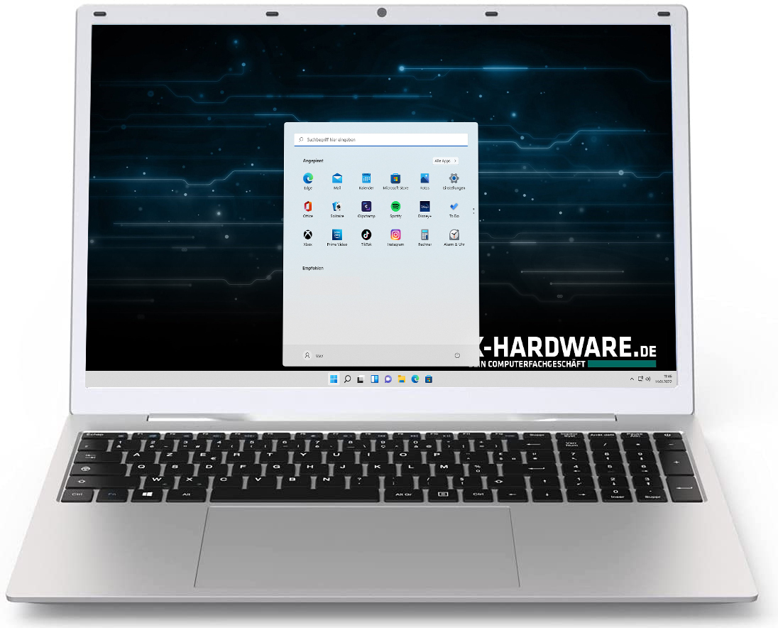 X-HARDWARE Intel Notebook 17" J4125, 8GB, 256 SSD, Windows 11 Pro