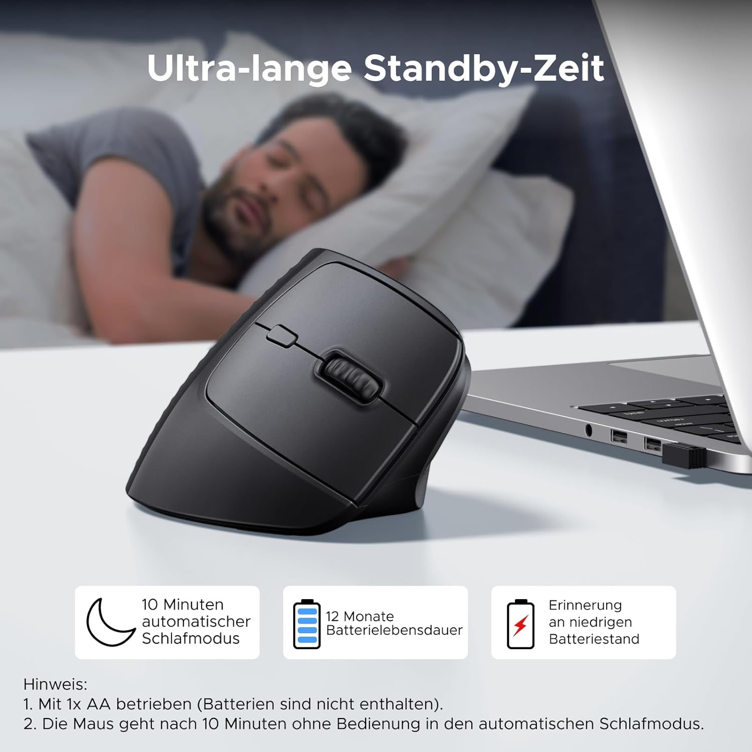 UGREEN 2.4G Maus Kabellos Vertikale Ergonomische Maus