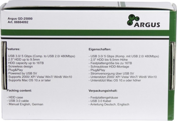 Inter-Tech Argus GD-25000 externes 2.5"-Gehäuse - USB 3.0