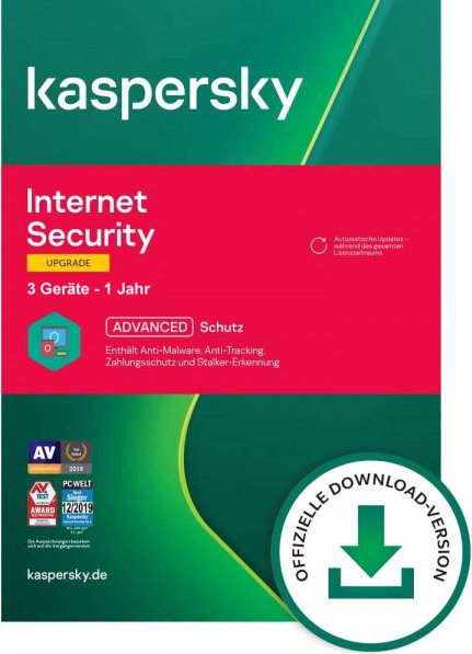 Kaspersky Internet Security, 3 User, 1 Jahr, Update, ESD