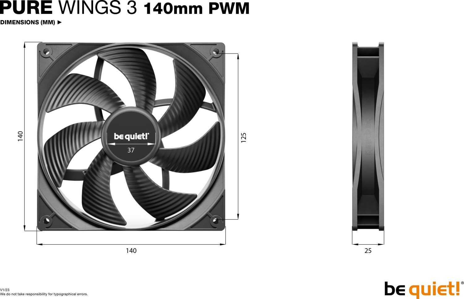140mm be quiet! Pure Wings 3 PWM - BL108