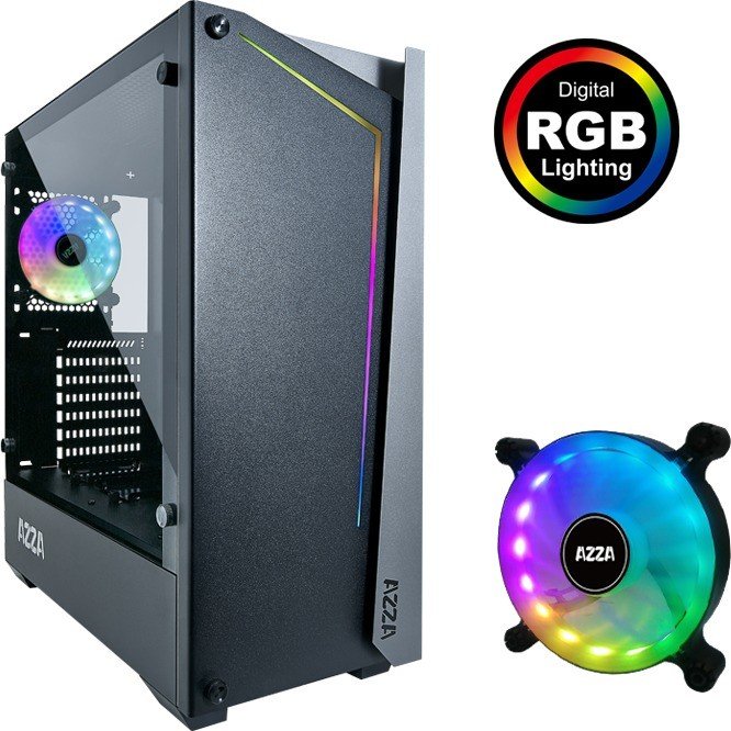 AZZA Apollo 430 DF2, schwarz, Glasfenster CSAZ-430B-DF2