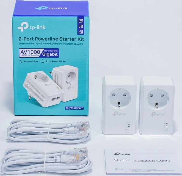 TP-Link TL-PA7027P KIT – AV1000 Powerline-Set mit Steckdose und Gigabit-LAN