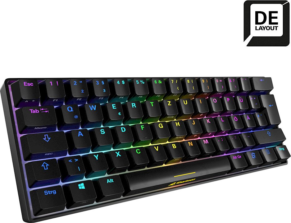 Sharkoon Skiller SGK50 S4 Black, 60% Layout, LEDs RGB, Kailh KT BROWN, hot-swap, USB, DE