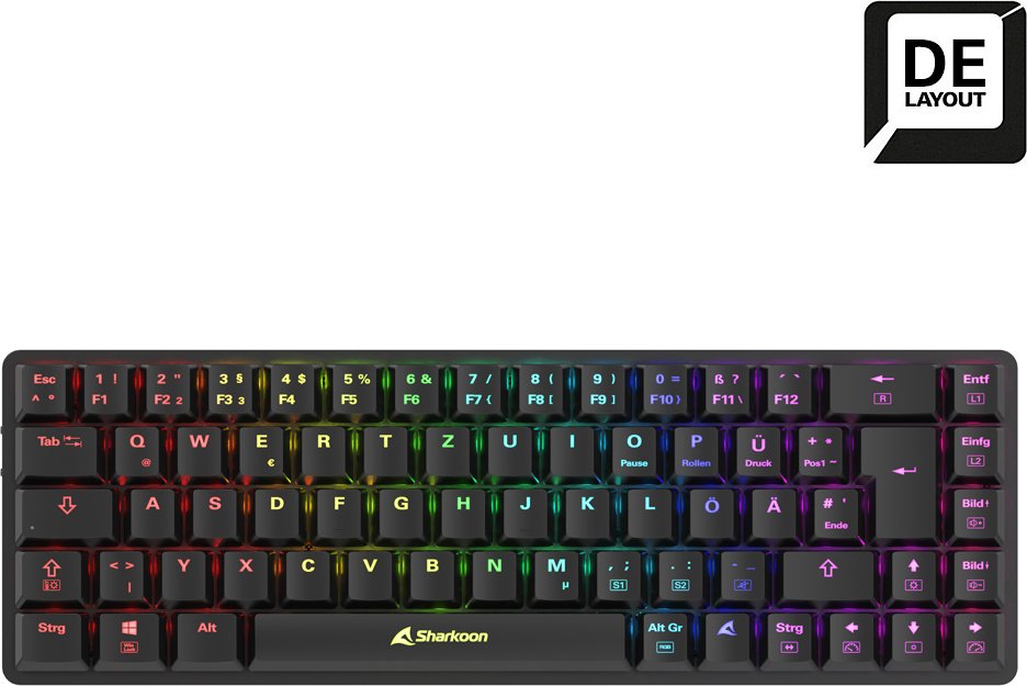 Sharkoon PureWriter W65, schwarz, Kailh Choc V2 LOW PROFILE RED, USB, DE