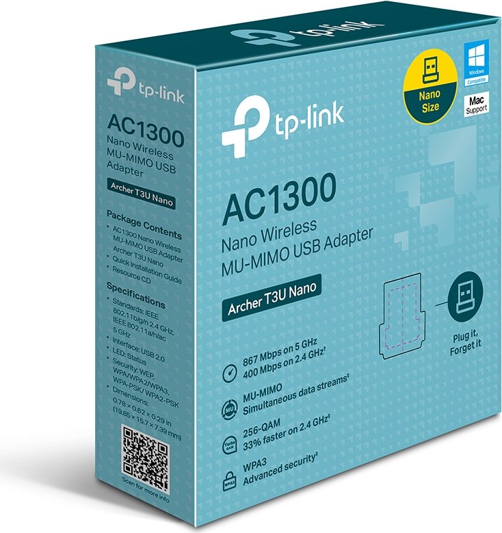 TP-Link AC1300 WLAN-Adapter, 2.4GHz/5GHz WLAN, USB-A 2.0