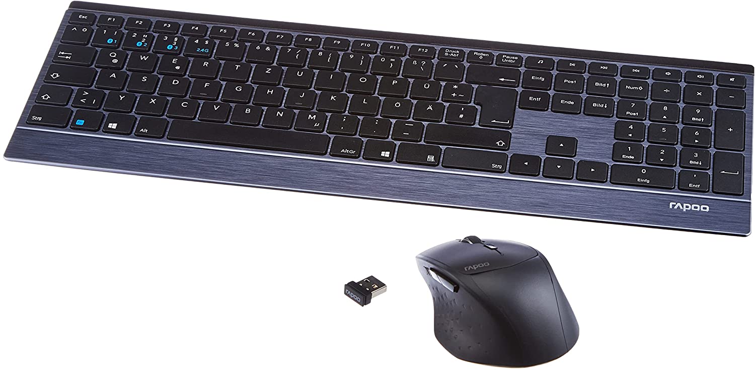 Rapoo 9500M Multi-mode Wireless Tastatur & Maus schwarz, USB/Bluetooth