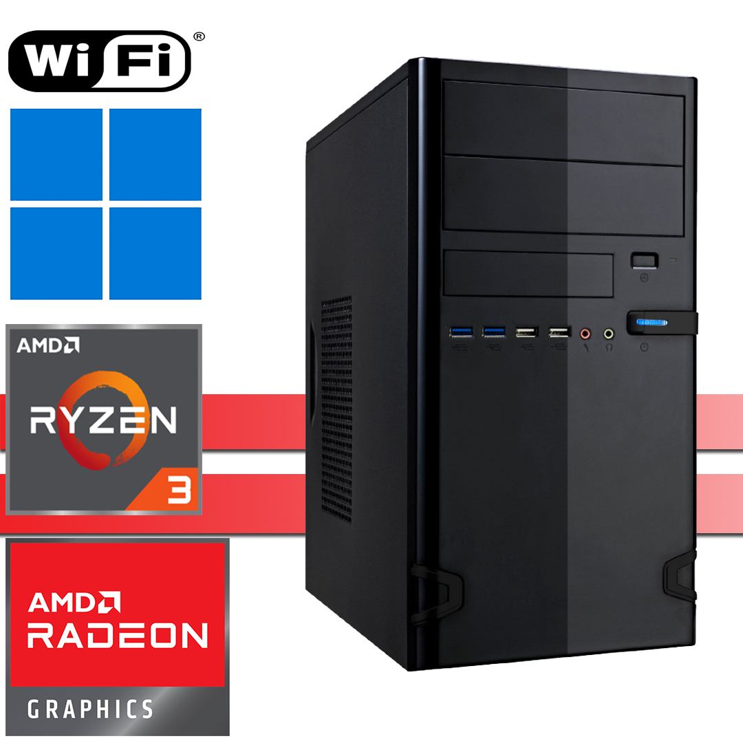 X-Power Ryzen 3200: 16GB DDR4, 256GB NVMe SSD + 1 TB HDD, WiFi, Windows 11 Pro
