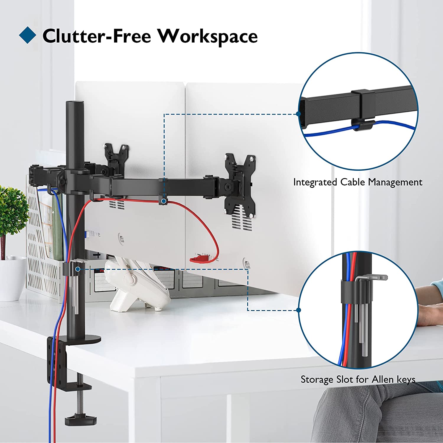BONTEC Monitor Halterung für 2 TFTs Höhenverstellbar