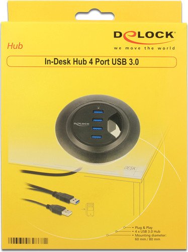 DeLOCK Tisch-Hub, 4-port, USB 3.0 - 62868