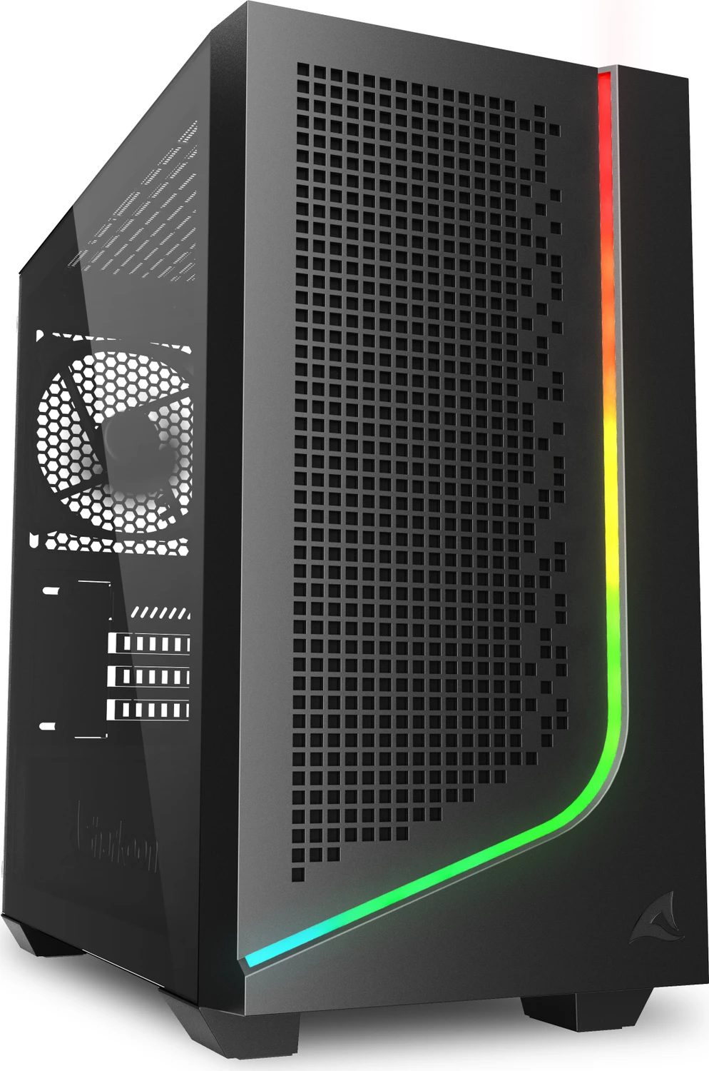 Sharkoon J1000 ARGB │ Mini-Tower Gehäuse │ Tempered Glass │ ARGB │ Schwarz