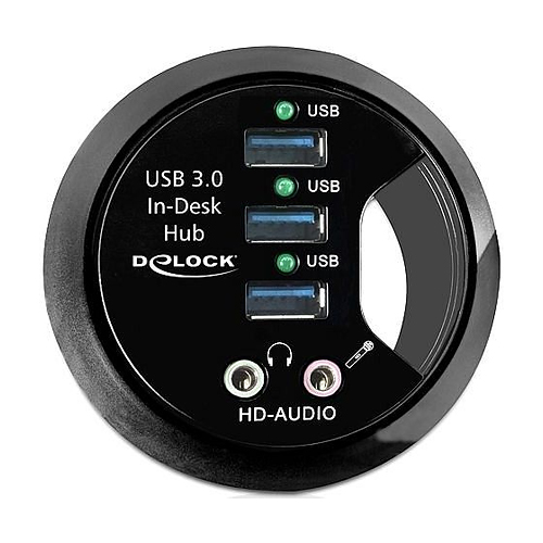 DeLOCK Tisch-Hub, USB 3.0 Hub/HD-Audio, 3-port - 61990