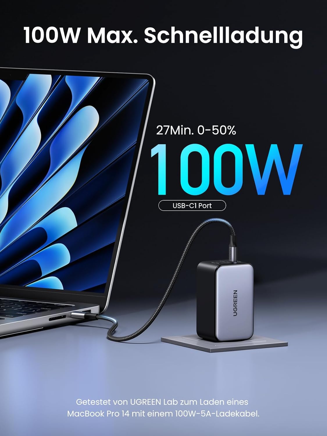 UGREEN Nexode X USB C Ladegerät 100W Mini GaN Charger 3-Port PD Netzteil