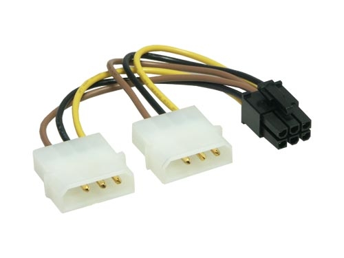 Stromadapterkabel  2x 5,25 --> 1x 6-Pin-PCIe