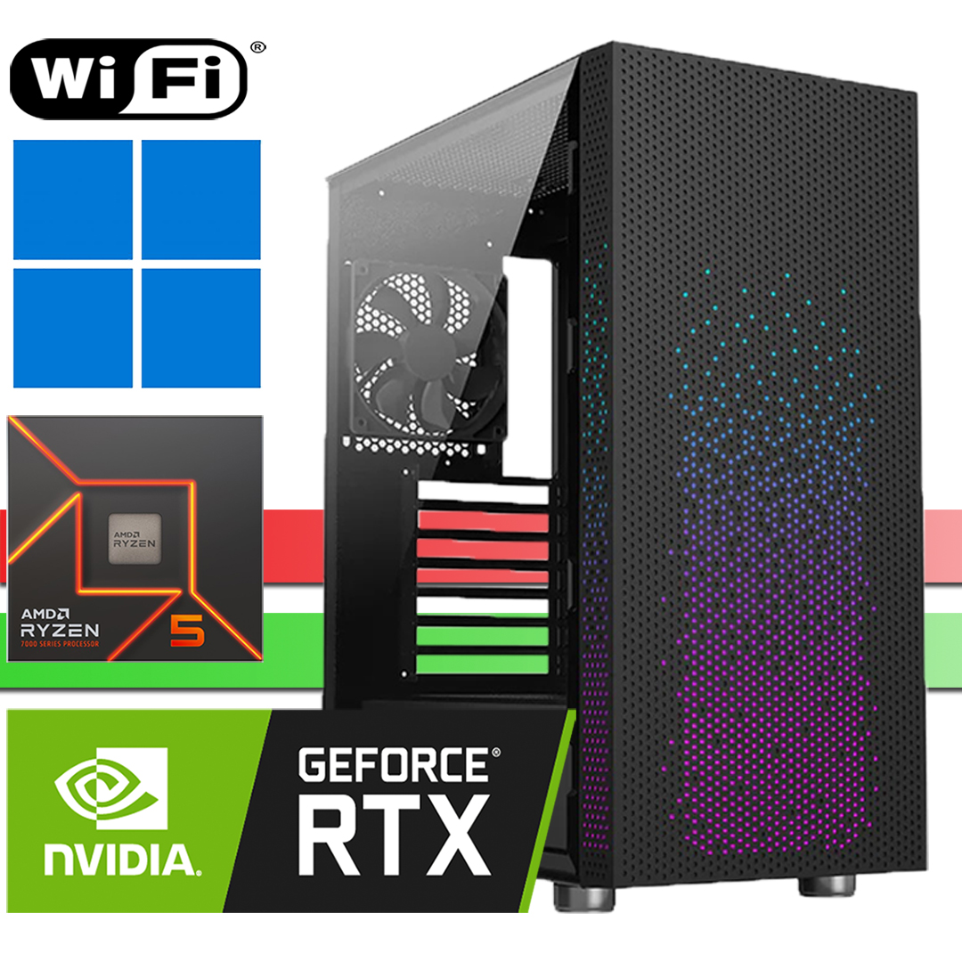 X-Gaming PC│AMD Ryzen 5 7600│RTX5060│16GB RAM DDR5│256GB SSD NVMe│ohne HDD│Celesta│Windows 11 Pro