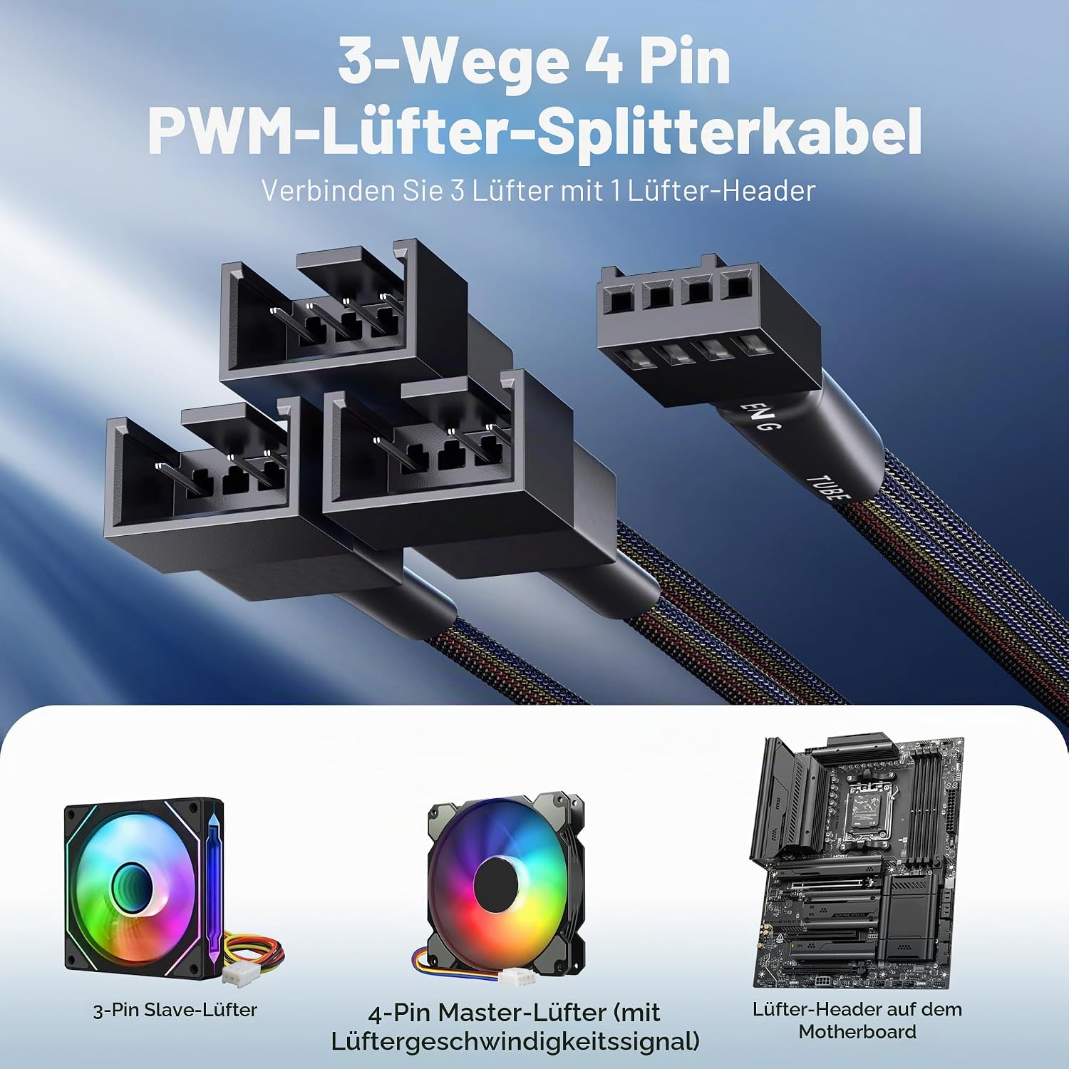 4pin PWM Lüfter Y-Kabel, 3fach