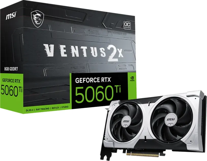 MSI GeForce RTX 5060 Ti 8G Ventus 2X OC Plus, G506T-8V2CP, 8GB GDDR7, HDMI, 3x DP