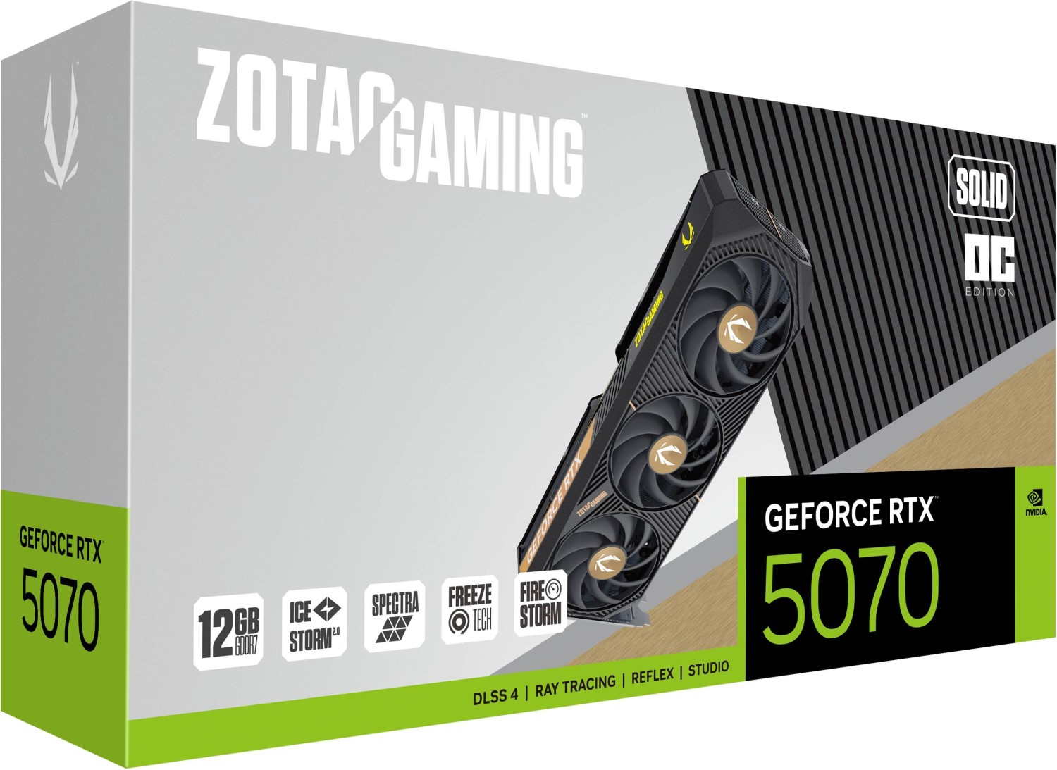 Zotac Gaming GeForce RTX 5070 Solid OC, 12GB GDDR7, HDMI, 3x DP