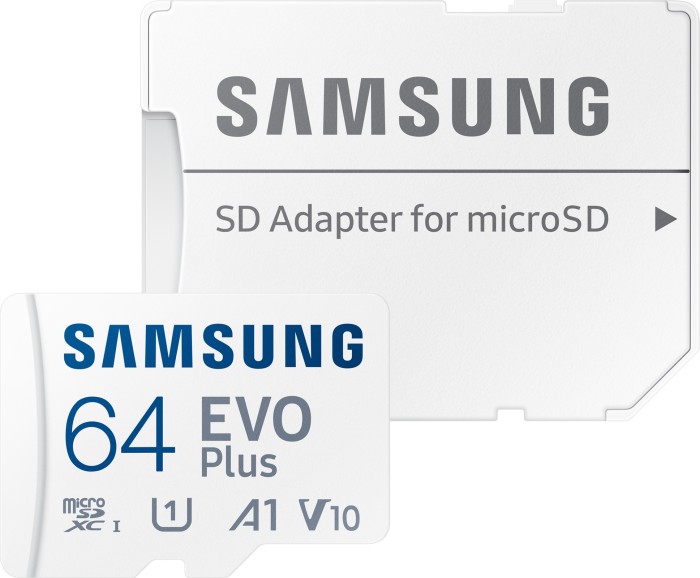 64 GB Samsung EVO Plus 2021 R130 microSDXC Kit , UHS-I U1, A1, Class 10