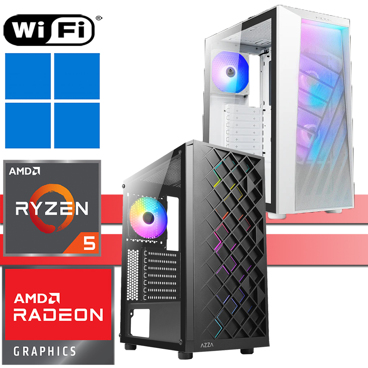 X-Gaming PC | AMD Ryzen 5 5600G | bis 64GB RAM DDR4 | bis 2TB SSD NVMe | bis 4TB HDD | WiFi | Windows 11 Pro