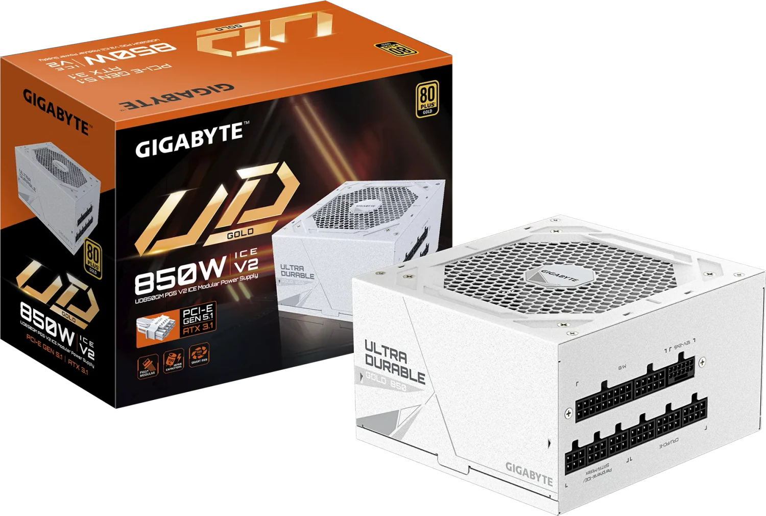 GIGABYTE UD850GM PG5 V2 ICE weiß 850W ATX 3.1