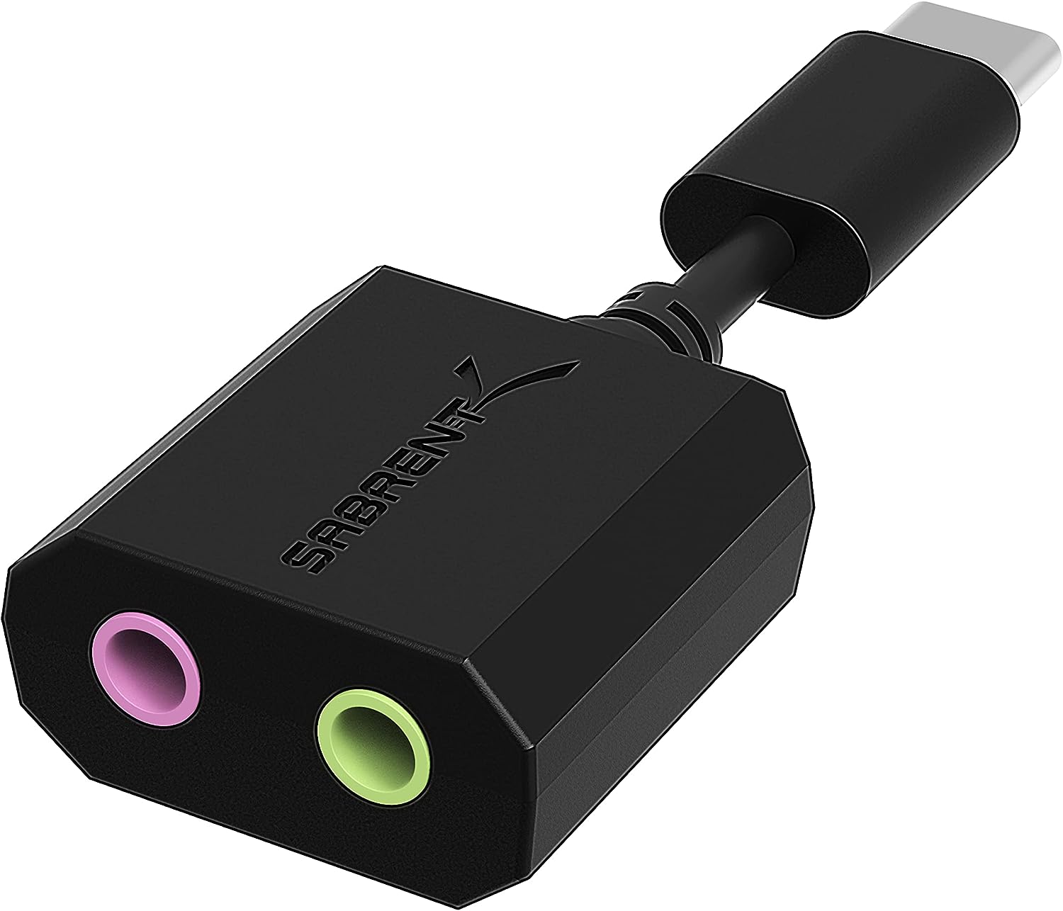 SABRENT USB C Externe Soundkarte, USB Type c auf Klinke 3,5mm, Kopfhörer auf Klinke, Audio zu USB Adapter (AU-MMSC)