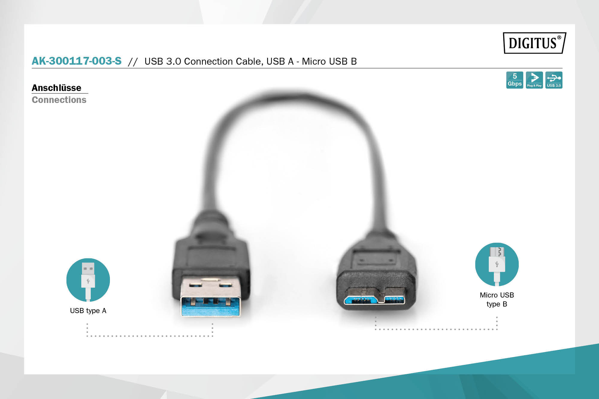 USB 3.0-Anschlusskabel A/Micro-B 0,25m