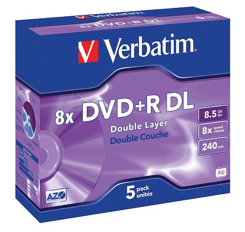 Verbatim DVD+R 8.5GB DL 8x, 5er Jewelcase
