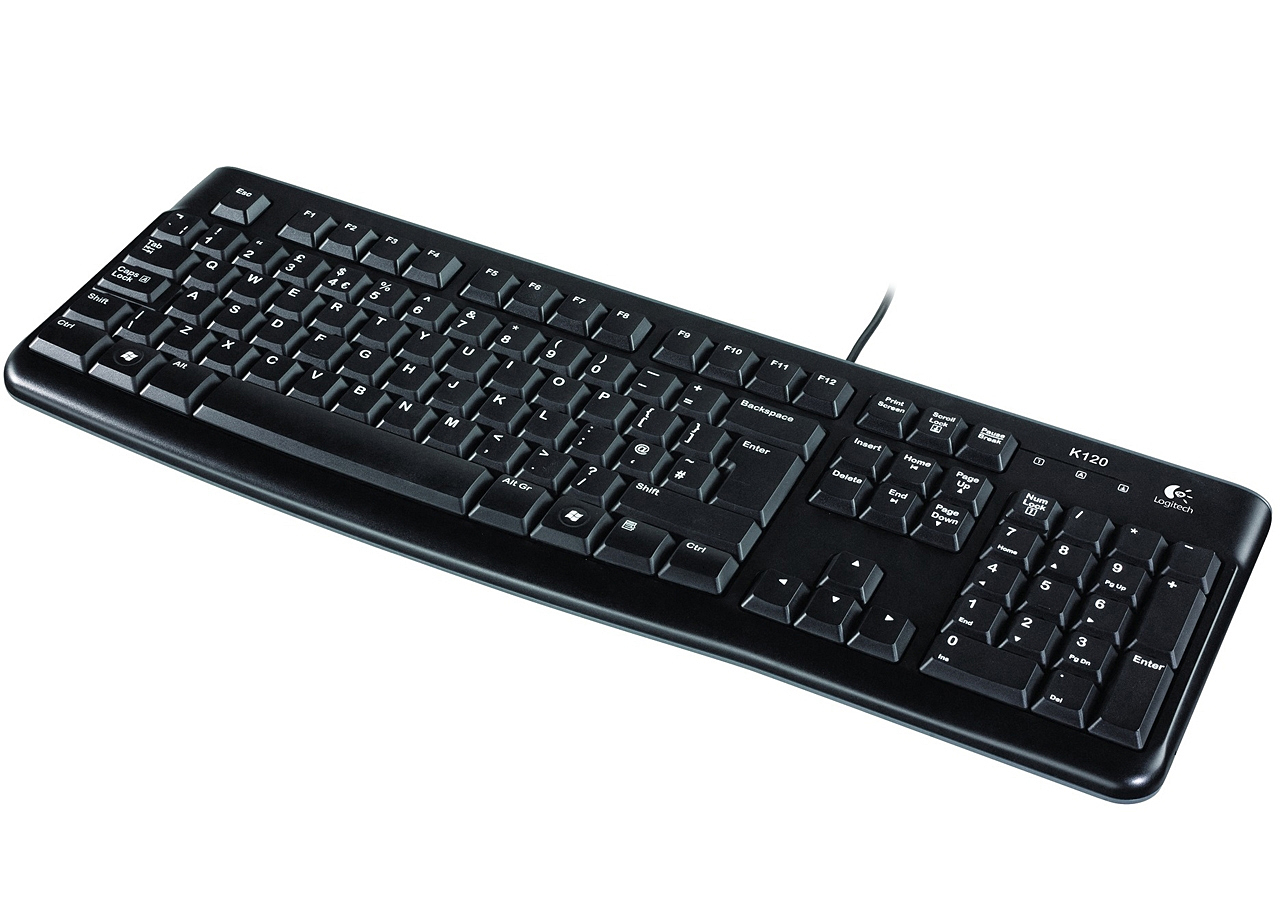 Logitech K120 Keyboard schwarz, USB, DE