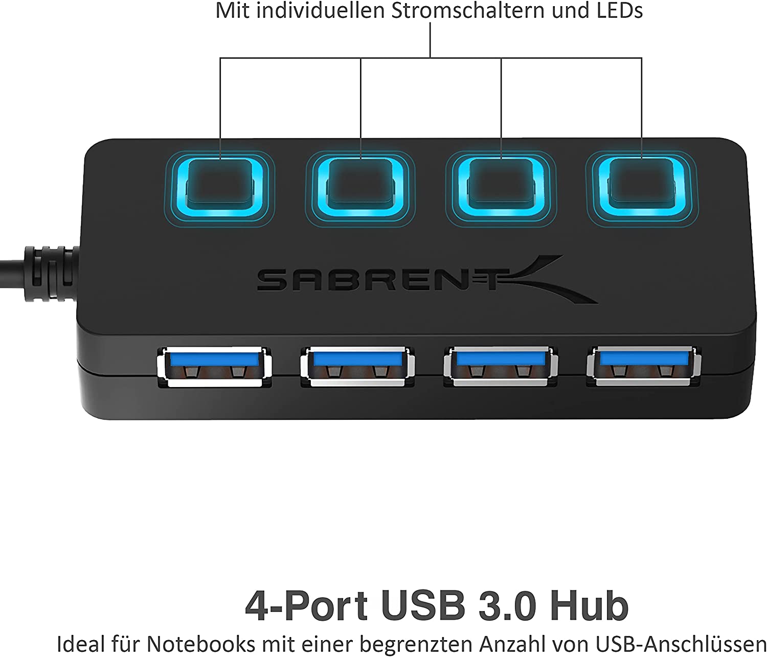 Sabrent HB-UM43 USB3.0-Hub ein/aus-Schalter