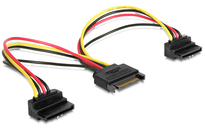 SATA-Stromadapter 15-Pin auf 2x 15-Pin gewinkelt