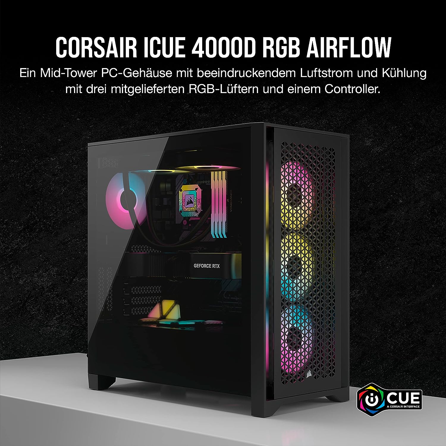Corsair iCue 4000D RGB Airflow schwarz, Glasfenster