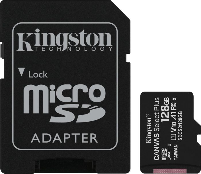 128 GB Kingston Canvas Select Plus R100 microSDHC Kit, UHS-I U1