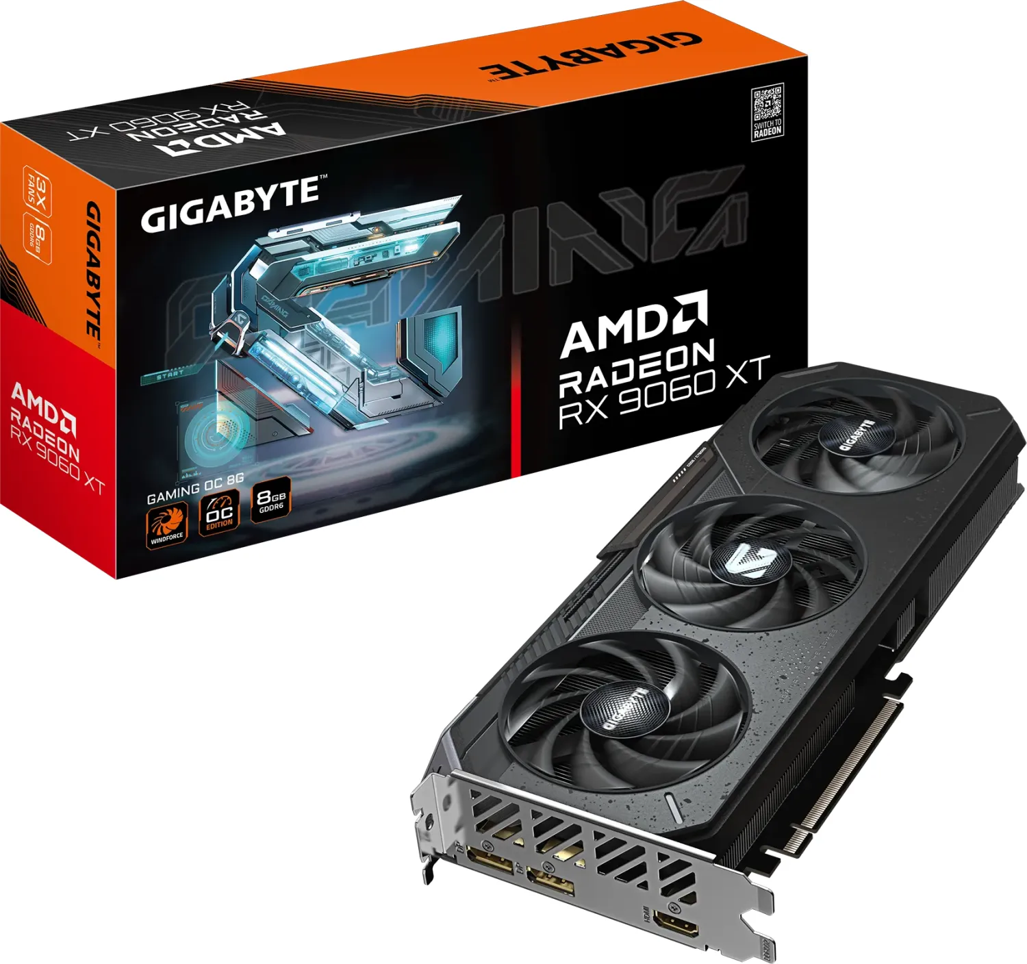 GIGABYTE Radeon RX 9060 XT Gaming OC 8G, 8GB GDDR6, HDMI, 2x DP