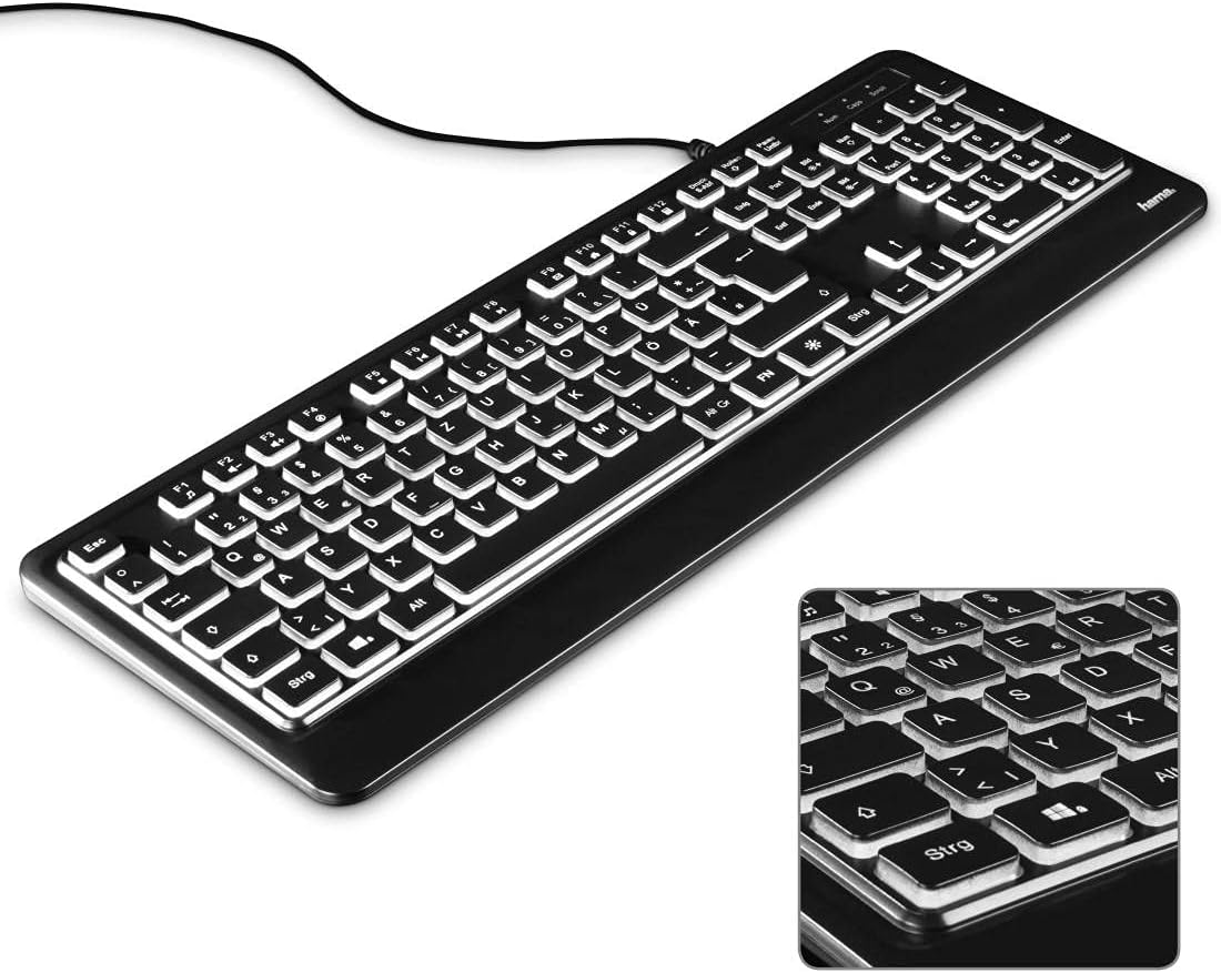 Hama KC-550 beleuchtete Tastatur schwarz, USB, DE