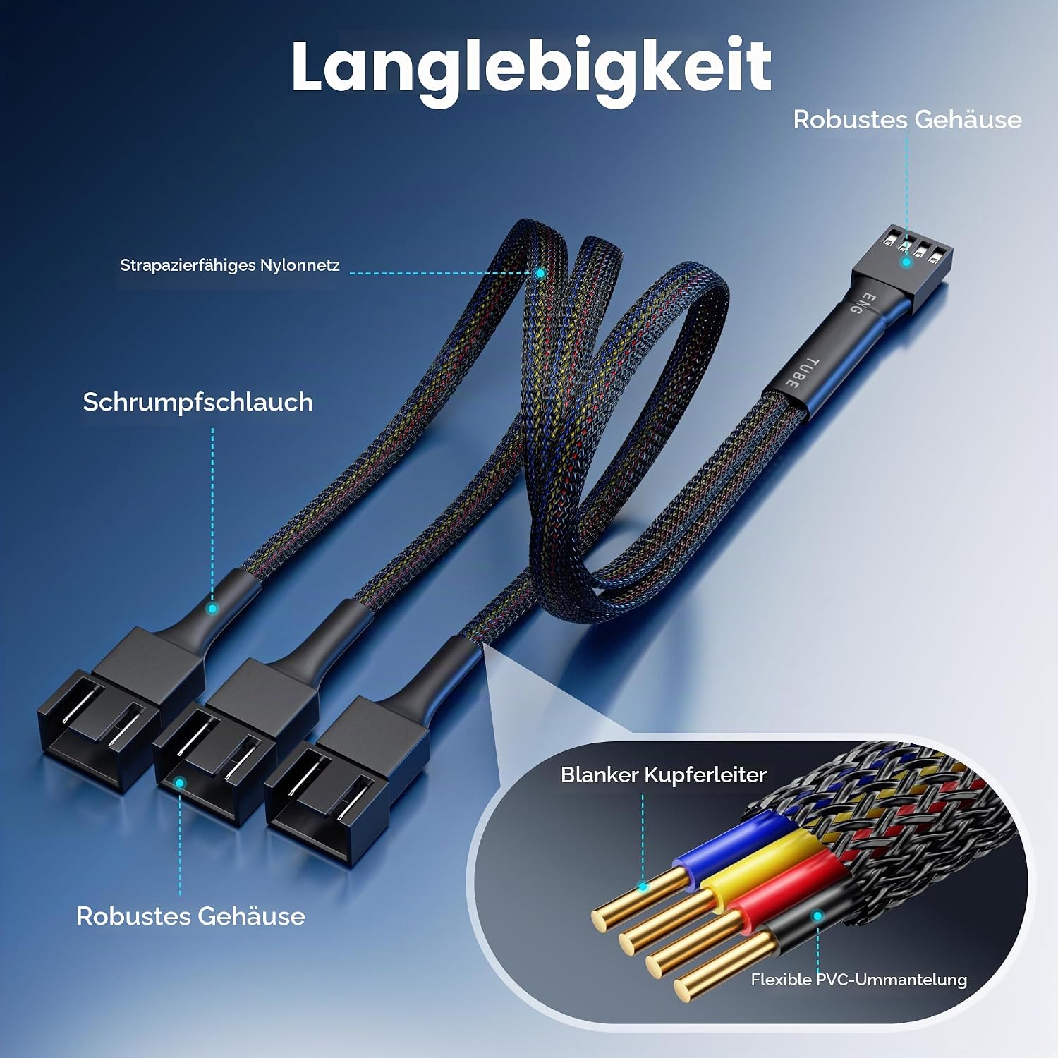 4pin PWM Lüfter Y-Kabel, 3fach