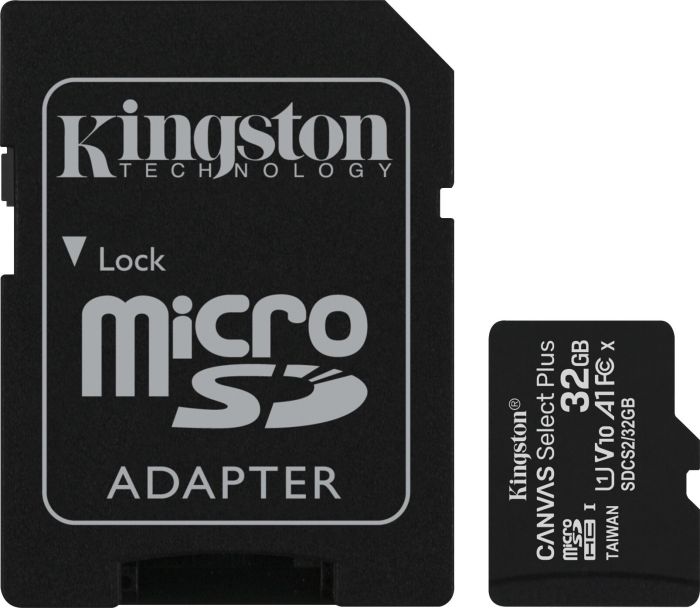 32GB Kingston Canvas Select Plus R100 microSDHC Kit, UHS-I U1