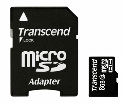 8 GB TRANSCEND MICROSDHC KIT, CLASS 10 - TS8GUSDHC10