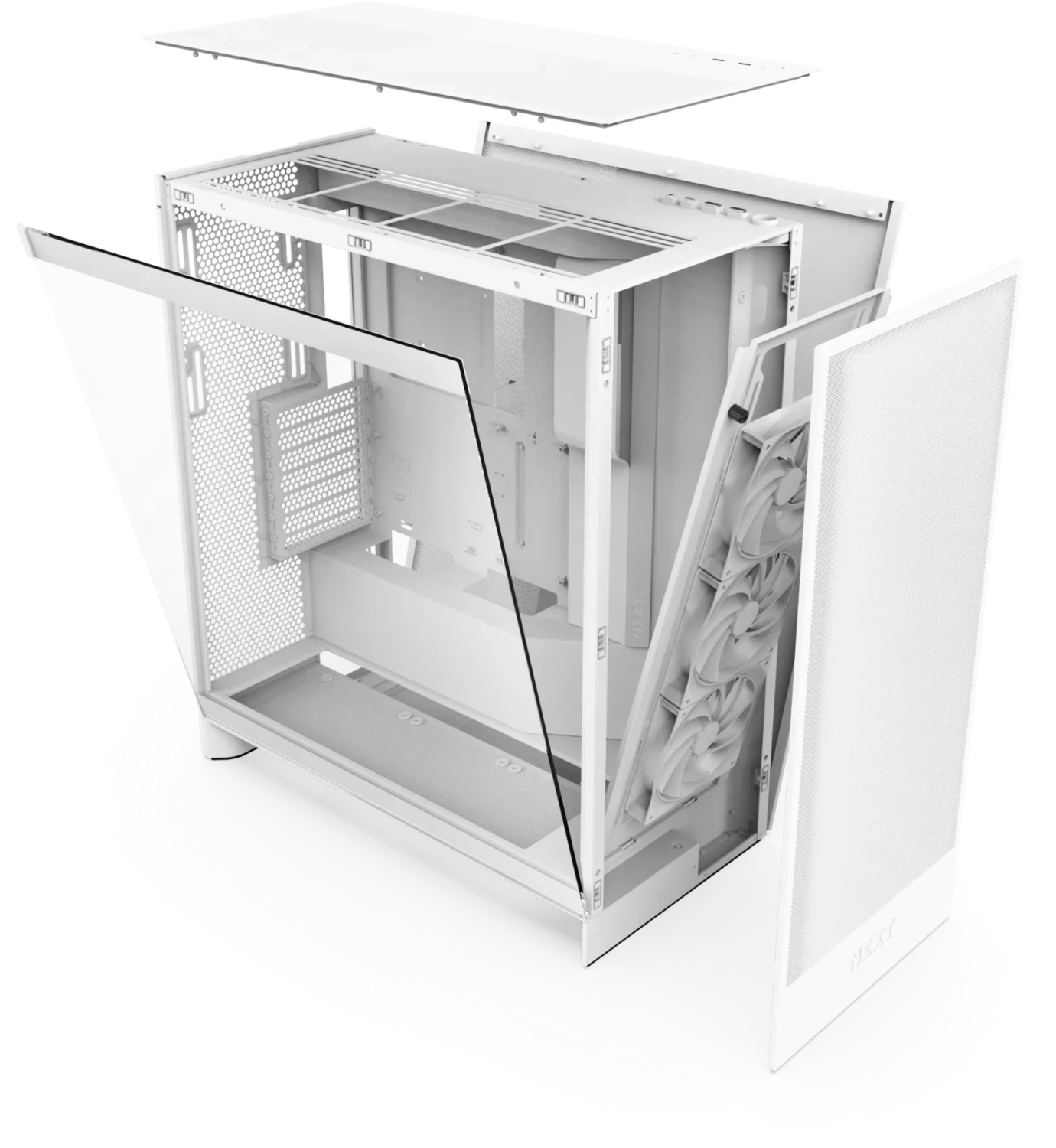 NZXT H7 Flow Matte White, Glasfenster