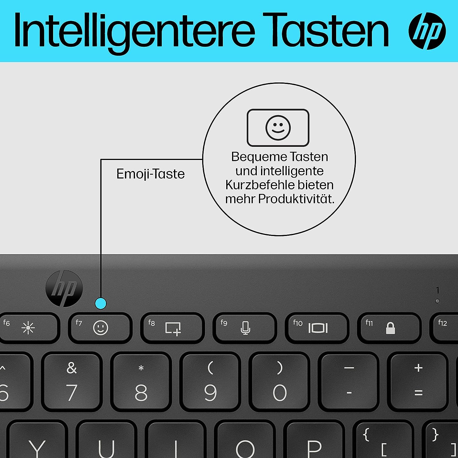 HP 350 Compact Multi-Device Keyboard schwarz, Bluetooth, DE