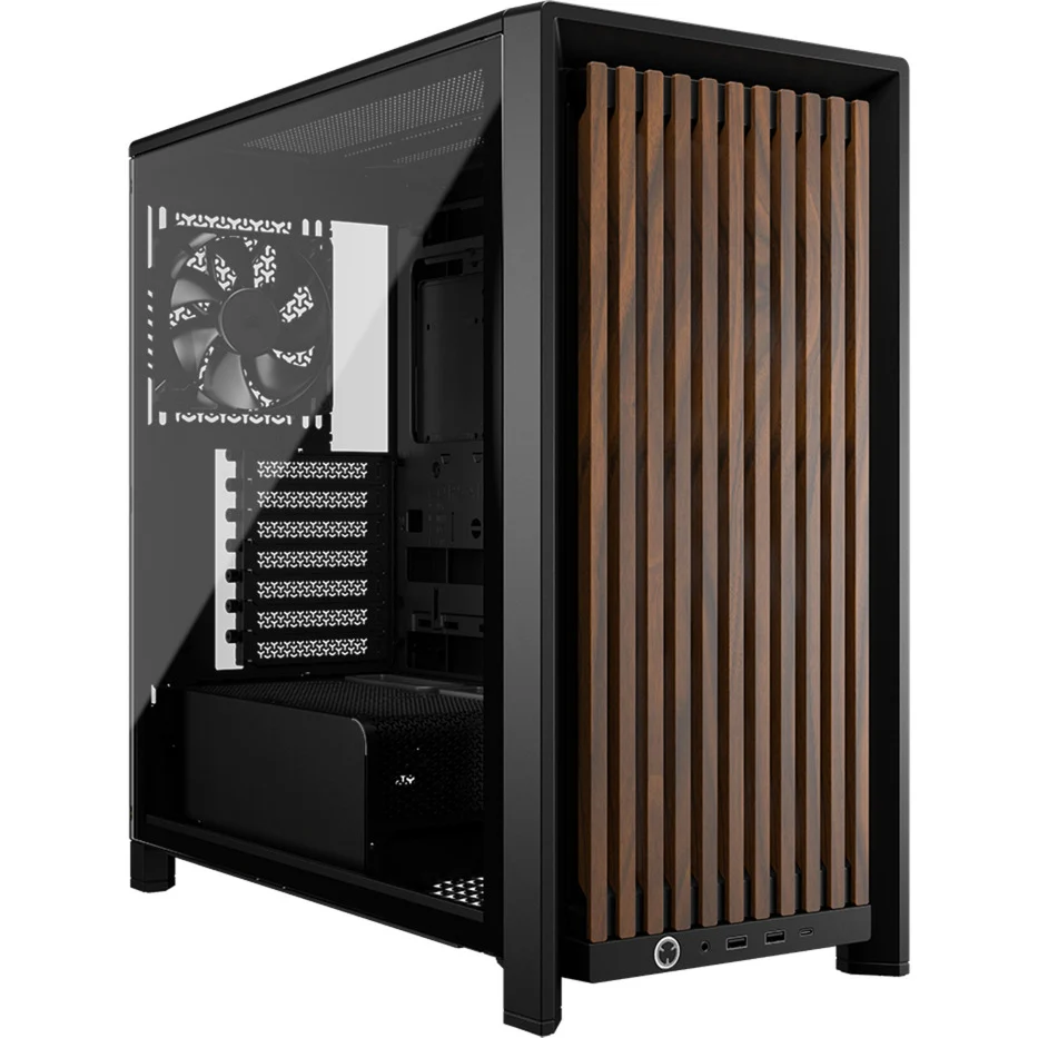 Corsair Frame 4000D RS Wood, schwarz/braun, Glasfenster